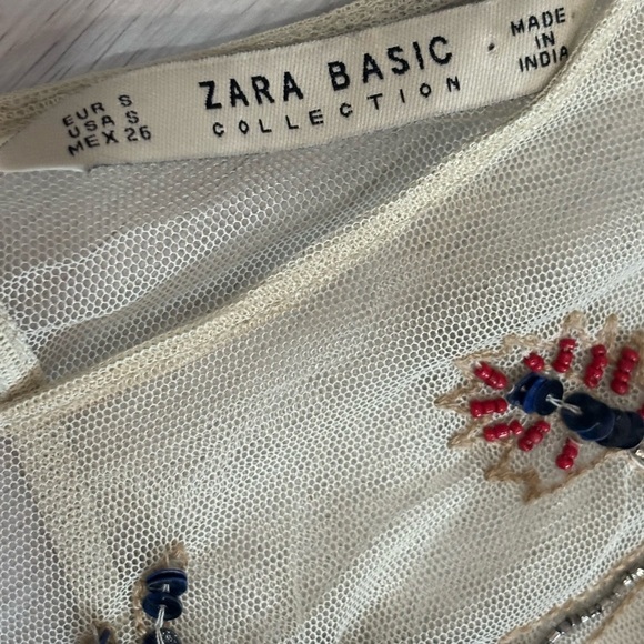 Zara HOLIDAY ✨ Embroidered Sheer Mesh Botanical Peplum Top – Size S ✨🍃✨ - Picture 6 of 9